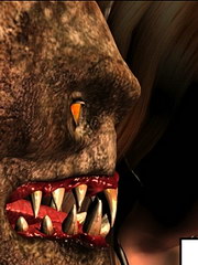 Girl opened her mouth wide and first inches of phallus slipped between her stretched lips;